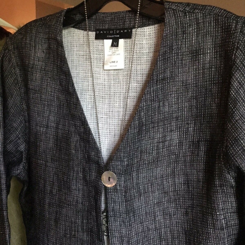 David Dart One Button Jacket Topper 100% Linen -M - image 2